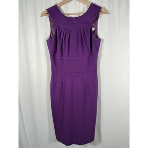 Trina Turk Etiquette Sleeveless Sheath Dress Purple Pleated Preppy Womens 4‎